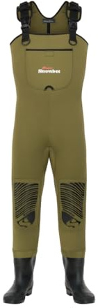 Snowbee Classic Neoprene Chest Waders with Cleated Sole PVC Boots, Reinforced Knees & Front Pouch for Fly Fishing & River Wading - Size 9