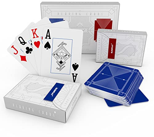 SLOWPLAY Spielkarten aus 100% Kunststoff, Pokerkarten aus Plastik im Doppelpack, plastikkarten mit Jumbo-Index, überlegene Haltbarkeit und wasserfeste, Premium Spielkarten für Texas Holdem Poker