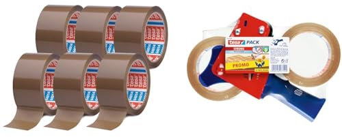 Pack Ruban Tesapack - Rouleau Silencieux & Dérouleur de Ruban d'Emballage, 2 Rubans de 66 m x 50 mm, Haute Qualité