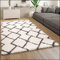Paco Home Hochflor Teppich Wohnzimmer Shaggy Langflor Modernes Skandi Muster Grau Creme, Grösse:160x230 cm