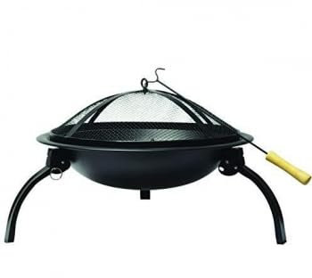 Garden Mile 58cm Large Round Iron Fire Pit for Garden Wood Burner Firepit Black Portable Heater Log Burner Heat Resistant Fire Bowl for Outdoor Patio Decking Garden Picnics