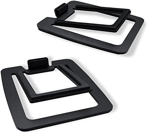 Sanyun SW601 15° Tilted Desk Speaker Stands for Compact 2''-3'' Computer PC Bookshelf Monitor Speakers, Steel Metal Base & Damping Foam Padding (Pair, Black)