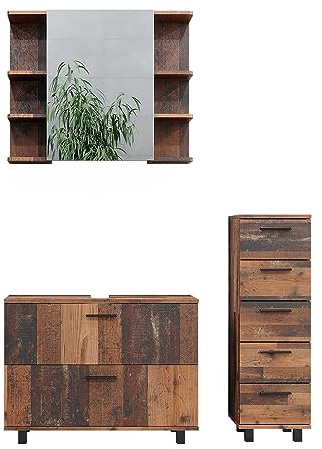 Vicco Badmöbel-Set Ilias, Eiche rustikal, 80 cm