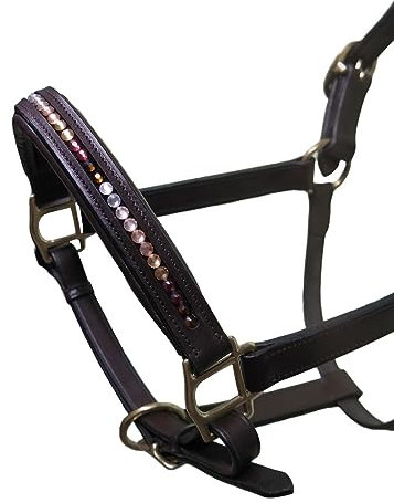 Brama West Pferderhalfter Leder Halfter „Indian Summer“ mit Strasssteinen, Gr. Cob