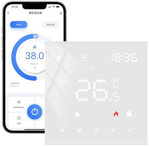 MIUCDA Tuya Smart Thermostat für Wasser Fußbodenheizungen und Boiler WiFi Heizungsthermostat Digital Raumthermostat Kompatibel mit Alexa, Google Home, Weiß 3A
