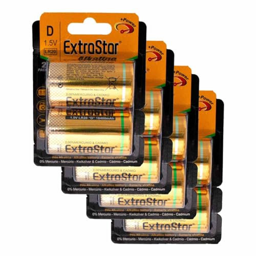Pila Batteria LR20 1,5V 18400mAh, Pile Alcalina Torcia D, Compatibile Con Duracell MN1300 (8)