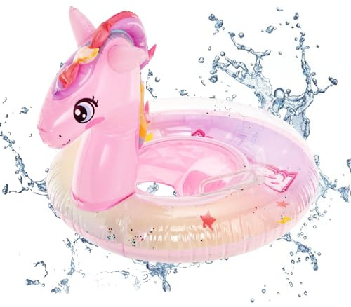 Anello di Nuoto per Bambini, Salvagente Gonfiabile Unicorno, Salvagente Neonato, Anello di Nuoto Gonfiabile con Seggiolino per Bambino, Ciambella Gonfiabile Neonato per Infant 6 Mesi a 3 Anni(A)