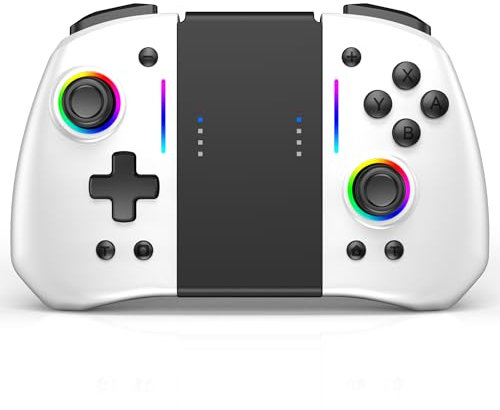 Switch Controller for Nintendo Switch Controller, Wireless Switch Pro Controller for Joycon, Handheld Switch OLED Grip Remote with 8 RGB Colors, Adjustable TURBO, Dual Motor Vibration, Back Button