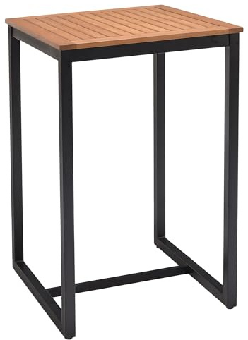 METRO Professional Outdoor Bistro Stehtisch Lynx, Aluminium/Eukalyptusholz, 70 x 70 cm, Wetterbeständig, Quadratisch, Natur/Schwarz