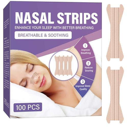 Nasenpflaster Schnarchen, 100 StüCk Sofortige Entlastung der Nase Verstopfung und Nasale Obstruktion Verursacht Durch ErkäLtungen und Allergien, Nasenstrips FüR Sport und Schlaf