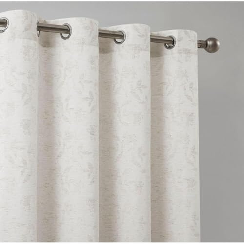 GRUCOTEX Cortina Confeccionada de Jacquard Lino Ramas CD-5326 con Ollaos de 140x265 cm