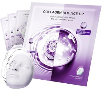 SNP 10,000ppm Deep Collagen + PDRN + Retinol Hydrogel Mask | 8 Layer 125Da Collagen Face Mask | Overnight Facial Mask | Patent Skin Hydration | Hydrating Facial Mask | Face Mask Skin Care | 4 Sheets