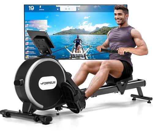 [2026 Version] DMASUN Rameur Musculation D'appartement, 16 Niveaux de Résistance, Rameur Magnétique Silencieux avec APP, Écran LCD, Mise à Niveau vers Deux Rails, Assemblage Facile, Capacité 160KG