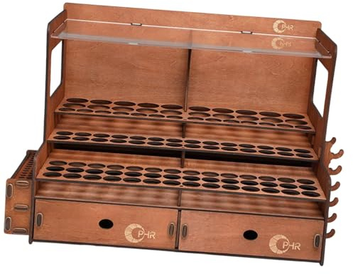 LeeQinersw Organizador de Pinturas con Portapinceles Integrado Soporte Vertical para Materiales Artísticos Cajonera para Papelería Mango Especial para Miniaturas, 104 Hoyos