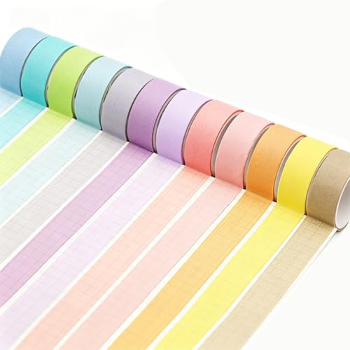 HstiaLving 12 Rouleaux Washi Tape Set 12 Couleurs Ruban Adhésif Décoratif Masking Tape Scrapbooking 15mm x 2m Couleur Pour Enfants Adultes Bricolage Journal Bullet Fournitures De Loisirs Créatifs