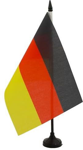 AZ FLAG - Drapeau De Table Allemagne 21x14 cm - Petit Drapeau Allemand De Bureau 100% Polyester Avec Hampe De 25cm Et Socle En Plastique Noir
