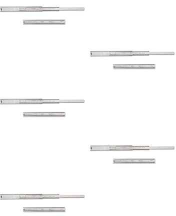 EMUCA - Juego de guías correderas a Bolas de extracción Total 45 x 350 mm para cajón, Lote de 5