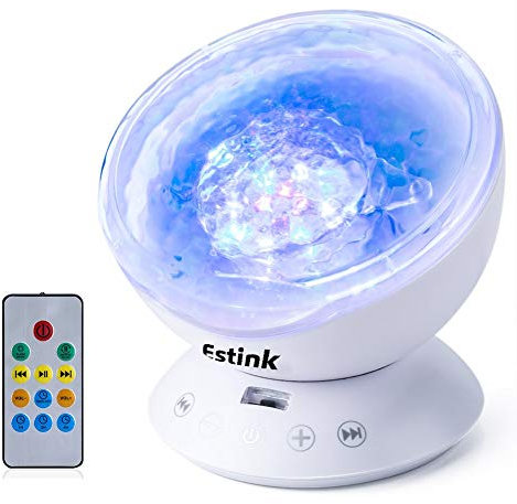 LED Ozean Projektor Nachtlicht Kinder, Nachttischlampe mit 7 Farben/Musik Player/Timing Funktion/Fernbedienung, Geschenke für Kinder, Geburtstage