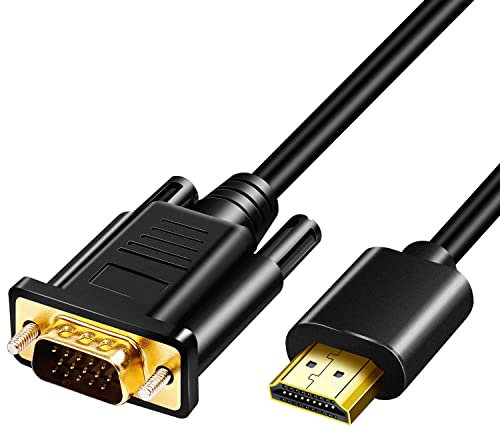 HDMI zu VGA Stecker, 1,8 Meter Full HD 1080P VGA Kabel Konverter mit vergoldeten Anschlüssen für Desktop, Projektor, HDTV, Raspberry Pi, Roku, Xbox