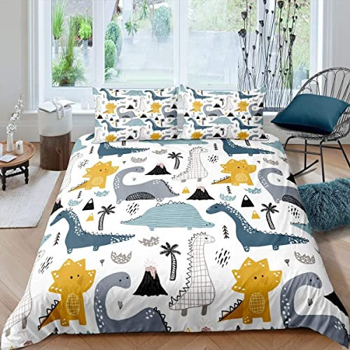 Homemissing Kids Bedding & Linen Dinosaur Bedding Set Jungle Animals Duvet Cover for Boys Girls Cute Cartoon Dinosaur Bedding & Linen 2Pcs Bedclothes Single Size