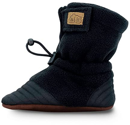 JAN & JUL Fleece Cozy Booties for Babies and Toddlers (Black, Size L)