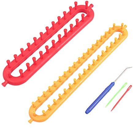 Geoyien strickmaschine, strickring, 2 Stück Strickmaschine für Mützen, mit Strick- und Häkelnadeln, geeignet für handgestrickte Schals für Erwachsene (36cm) und Kinder (26cm)