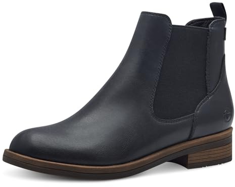 Tamaris Mujer Botines, señora Botas Chelsea,TOUCHit,Botas,Medias Botas,botín,Bota de Deslizamiento,Plano,Navy,38 EU