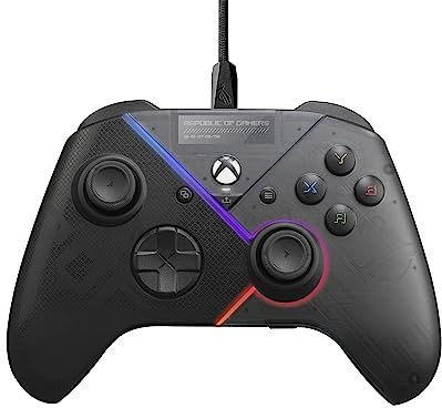 ASUS ROG Raikiri PC Controller (einstellbare Trigger und Joystick-Empfindlichkeit, Tasten auf der Rückseite, Aura RGB Beleuchtung, ESS DAC, 3,5-mm Kopfhörerbuchse, Stummschalttaste, PC, Laptop, Xbox)