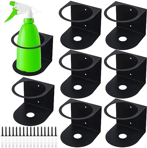 Gerrii 8 Pcs Spray Bottle Holder Wall Mount Bottle Organizer Spray Can Holder Organizer for Garage and Workspace Stainless Steel Easy Install Craft Workspace Paint Rack with Hardware (Black)
