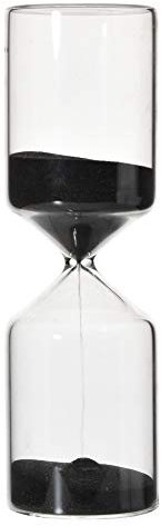 Horloge de Sable en Forme de Cylindre de 30 Minutes, Sablier en Verre, Ornement de Maison en Verre pour la Maison, L'étude, le Bureau, le Salon, la Salle de Classe, le Bar, la Boutique, Cadeau(Noir)
