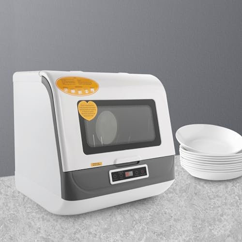 Tischgeschirrspüler, Mini Geschirrspüler, Spülmaschine mit 3 Reinigungsmodi, Platz für 4-6 Maßgedecke,Auto-Trocknung, Touch Control, LED Anzeige (Weiß)