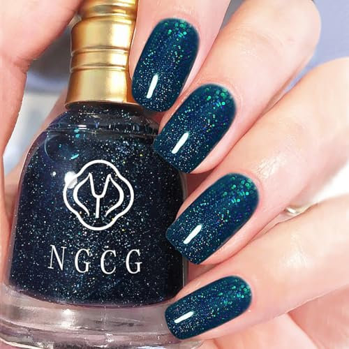 Glitter Nail Polish, Nude Nail Varnish, Diamond Glow Bell Shape Quick Drying Nail Polish, Long Lasting, Bright Colours, Non-Toxic, No UV Lamps Needed, Nail Gel For Women (22#)