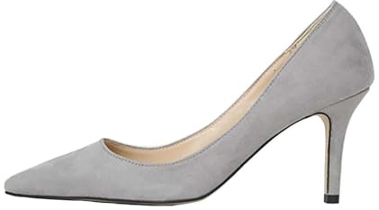Slingback Pumps - Scarpe da donna in pelle, con tacchi alti, in pizzo, chiuse, da sera, da sposa, per feste, matrimoni, business, da ufficio, tinta unita, eleganti, grigio scuro, 38 EU
