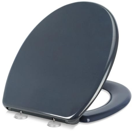 YOTOREE Tapa WC en Forma de O, Asiento de Inodoro de Cierre Suave, Tapa Inodoro con Liberación Rápida, Tapadera WC con Bisagras Ajustables, Tapa Vater Urea-formaldehído con Soporte de 200KG, Gris