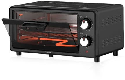 hzexun 15L Heißluftfritteuse Minibackofen Airfryer-Einsatz, Drehspieß, 800W Toaster Grill Pizzaofen Mini Backofen Air Fryer Oven ohne Öl