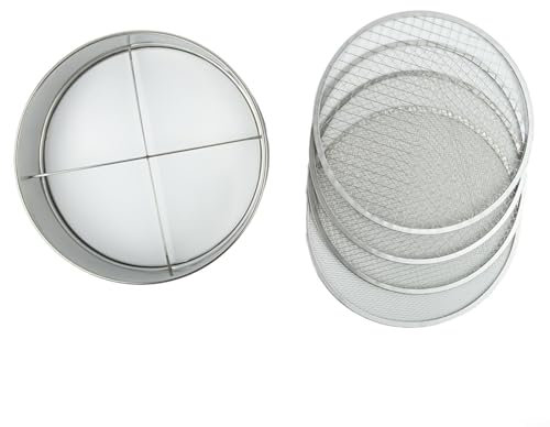 ZMdooreasy Set di setacci da giardino 4 in 1, telaio in acciaio inox da 30 cm, con 4 maglie intercambiabili, per filtrare il terriccio
