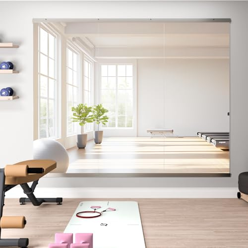 NEUWEABY Specchio per palestra domestica, 144,5x60 cm - 3 pezzi grande Specchio a figura intera per yoga, vetro temperato, specchio da parete per fitness, studio di danza, garage