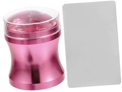 LIFKOME Set 1 Kit Nail Stamp per Nail Art Testa in Silicone Trasparente Rosa Leggero e Pratico in Lega di Alluminio Raschietto per Manicure Fai da Te Colore Casuale