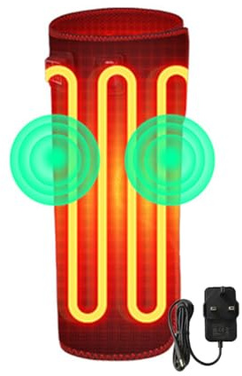 Chauffe-mollets chauffants avec 3 réglages de chaleur – Jambières d'hiver réglables pour homme et femme, ajustement universel, lavable en machine, chauffage rapide (noir) – Adaptateur d'alimentation