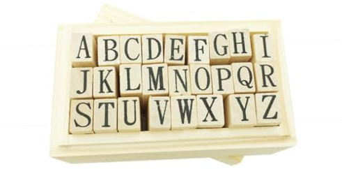 Homoyoyo Wooden ABC Stamps Alphabet Stamp Set 26 Pieces Wood Mounted Rubber for DIY Crafts Scrapbooking Diary Cards Handmade Decoration