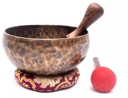 Cuenco tibetano martillado a mano de 8 pulgadas, cuenco tibetano para meditación, yoga, baños de sonido y relajación