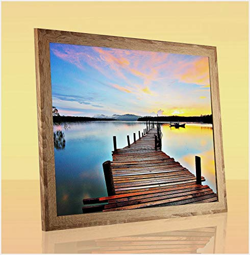 Monello Cornice portafoto di alta qualità, per poster, 49,5 x 69 cm, cornice per puzzle, decorazione rovere Sonoma, 69 x 49,5 cm, con pannello posteriore bianco e vetro sintetico antiriflesso