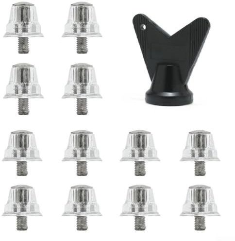Lot de 12 crampons de rechange en alliage d'aluminium avec clé - Boulons à vis M5 pour sol souple, rugby, randonnée - 10 mm, 13 mm, 16 mm
