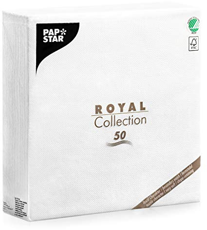 Papstar, 50 Servietten ROYAL Collection 1/4-Falz 48 cm x 48 cm weiss, #11577