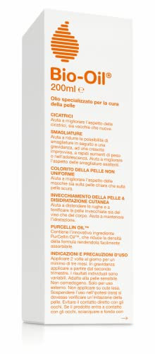 BIO-OIL Olio per cicatrici e smagliature - Trattamento per la pelle con azione idratante, cicatrizzante e anti smagliature - Indicata per pelli sensibili - 200 ml