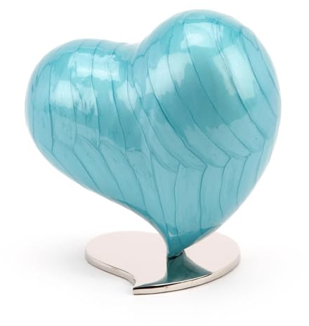 Urns UK Urne funéraire en Forme de cœur Bleu Sarcelle