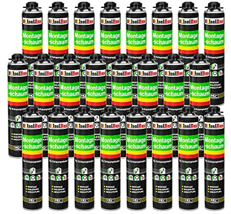 Isolbau - Bauschaum Montageschaum 24 x 750 ml PU-Schaum 1K Pistolenschaum Zargenschaum - Isolierung Abdichtung für Innen und Außen