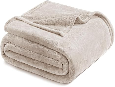 Exclusivo Mezcla Plaid Couverture Polaire, pour Canapé ou Lit, Toutes Les Saisons, Doux et Chaud, Pelucheux et Léger, 220x240 CM, Camel