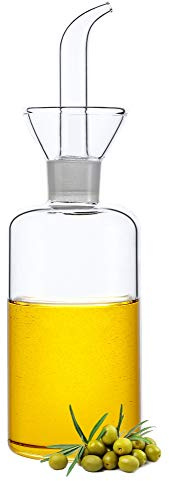 HAIZEEN 8oz/240ml Glass All-Purpose Cruet, Glass Oil Decanter and Cruet for Kitchen and BBQ