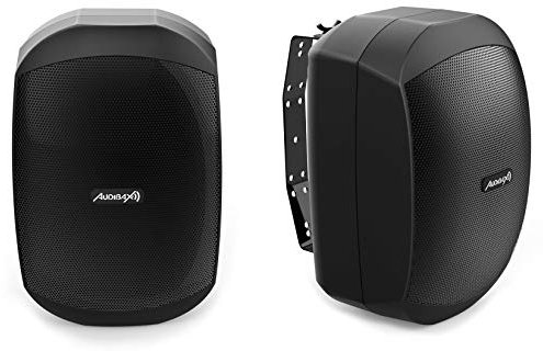 Audibax Ovo 4 Nero - Diffusori Passivi da Scaffale HiFi Speaker - IP65 - Coppia di Altoparlanti da 35W di Potenza Continua in Linea 100V - Montaggio a Parete Incluso - Altoparlanti con Woofer da 4